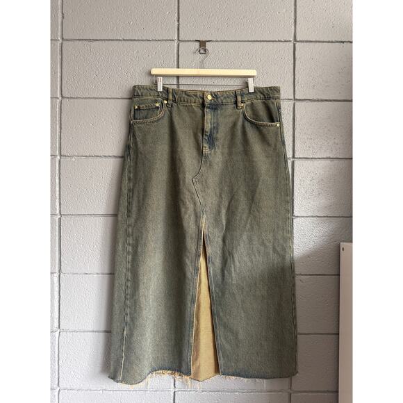 Women's Ganni Y2K Brown Overdied Denim Maxi Skirt in Shitake US 20 Streetwear - Picture 3 of 7
